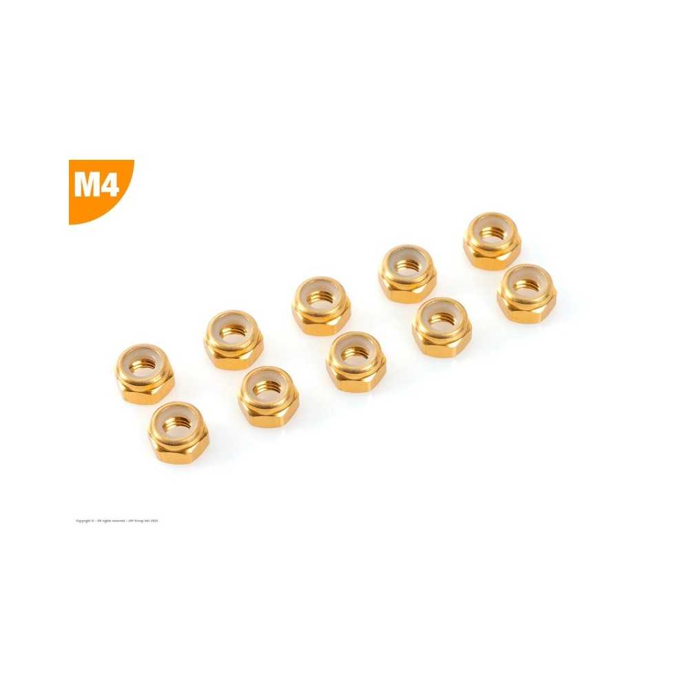 Revtec - Aluminium Nylstop Nut - M4 - Gold - 10 pcs GF-0400-040