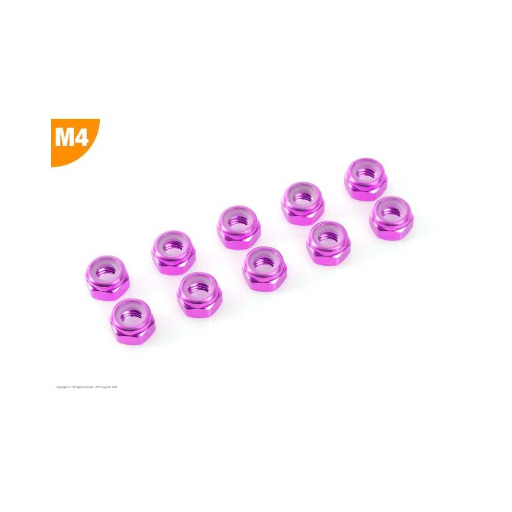 Revtec - Aluminium Nylstop Nut - M4 - Purple - 10 pcs GF-0400-042 Revtec - Aluminium Nylstop Nut - M4 - Purple - 10 pcs GF-0400-042