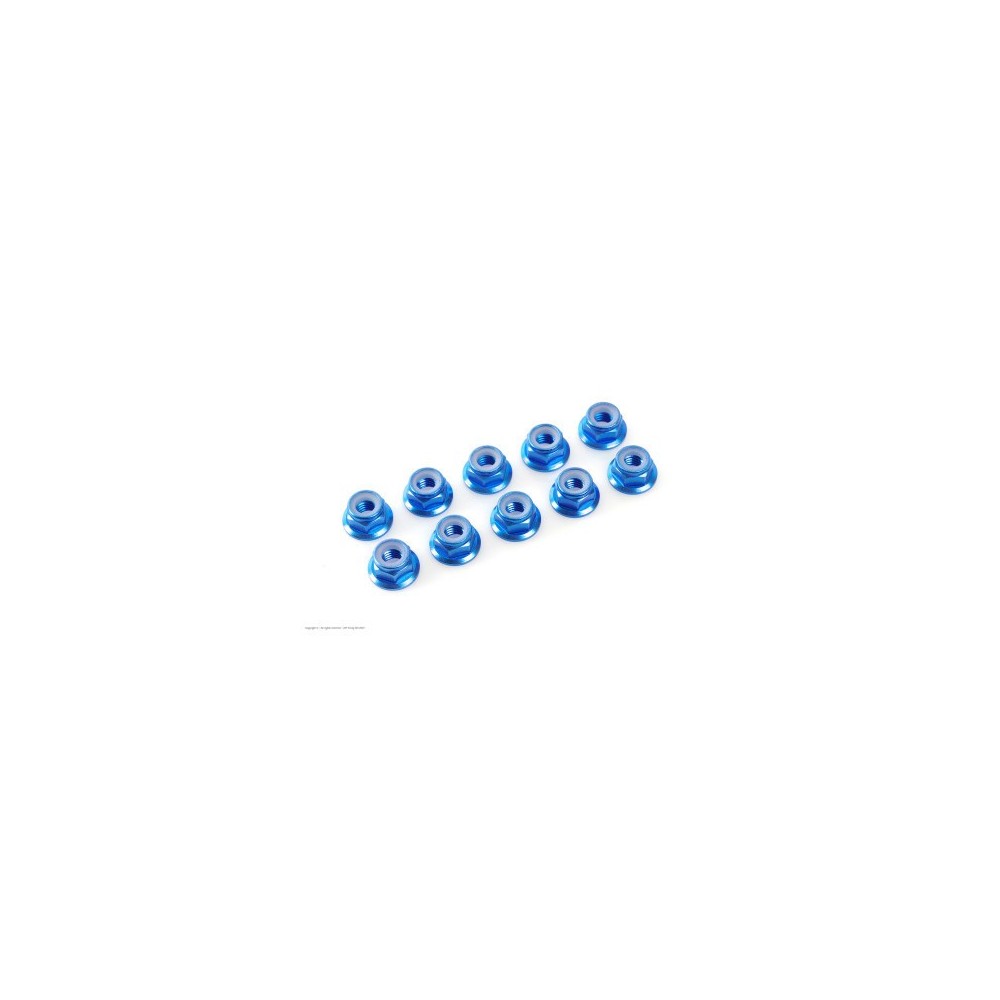 Revtec - Aluminium Nylstop Nut - M5 - Flanged - Blue - 10 pcs GF-0401-054 Revtec - Aluminium Nylstop Nut - M5 - Flanged - Blue - 10 pcs GF-0401-054