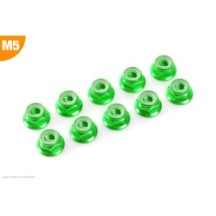 Revtec - Aluminium Nylstop Nut - M5 - Flanged - Green - 10 pcs GF-0401-051