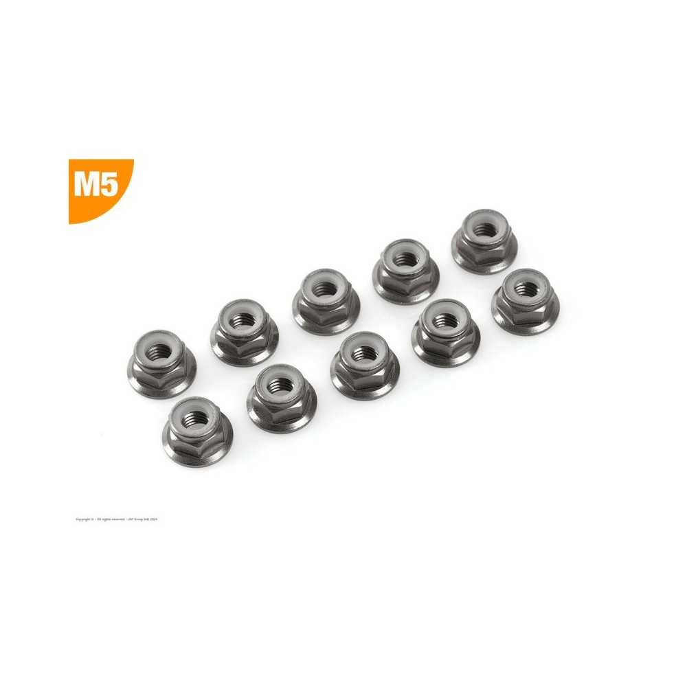 Revtec - Aluminium Nylstop Nut - M5 - Flanged - Gun Metal - 10 pcs GF-0401-053 Revtec - Aluminium Nylstop Nut - M5 - Flanged - Gun Metal - 10 pcs GF-0401-053