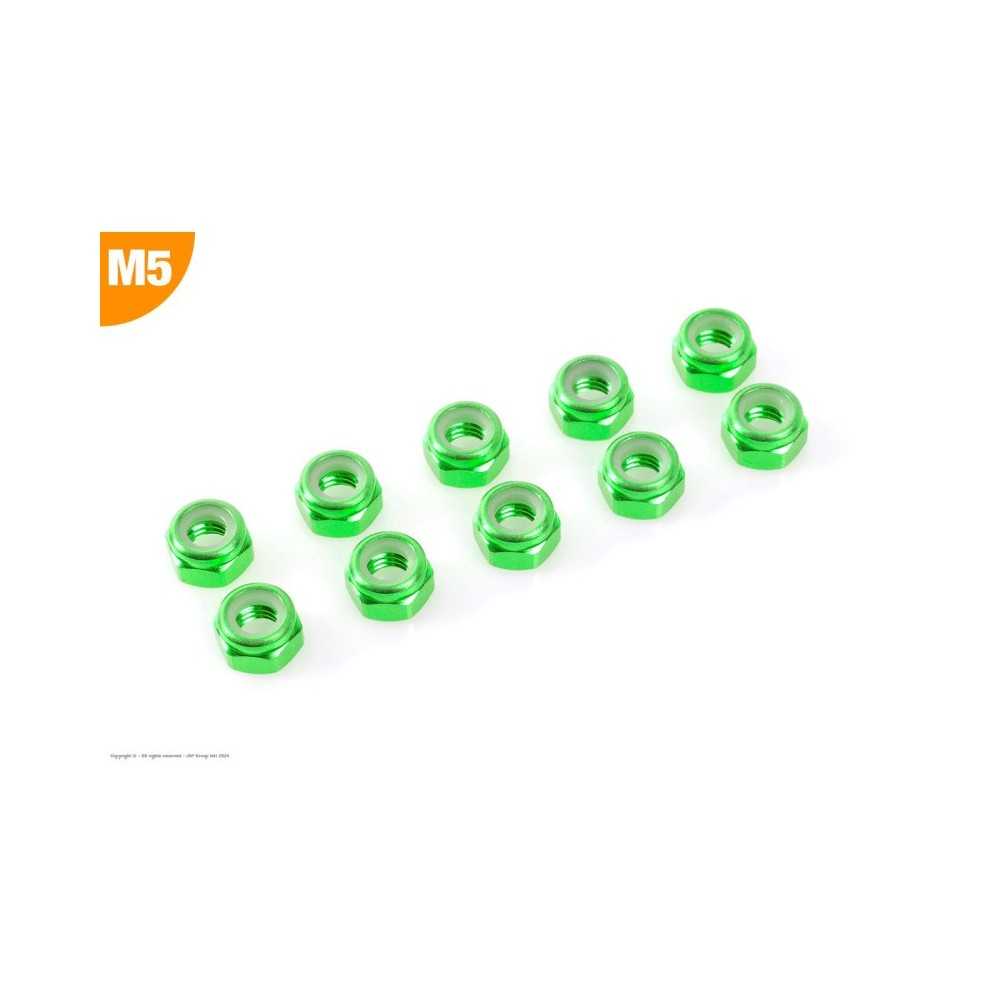 Revtec - Aluminium Nylstop Nut - M5 - Green - 10 pcs GF-0400-051 Revtec - Aluminium Nylstop Nut - M5 - Green - 10 pcs GF-0400-051