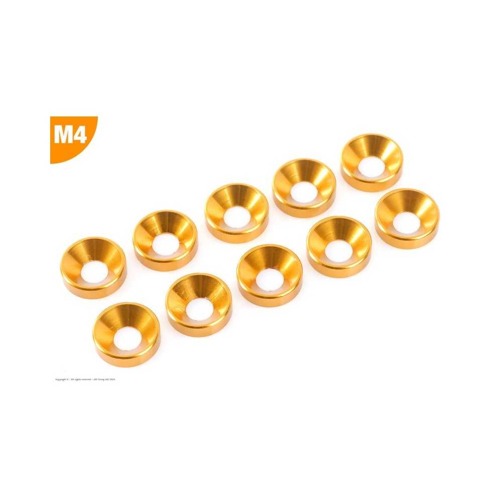 Revtec - Aluminium Washer - for M4 Flat Head Screws - OD 10mm - Gold - 10 pcs GF-0405-040