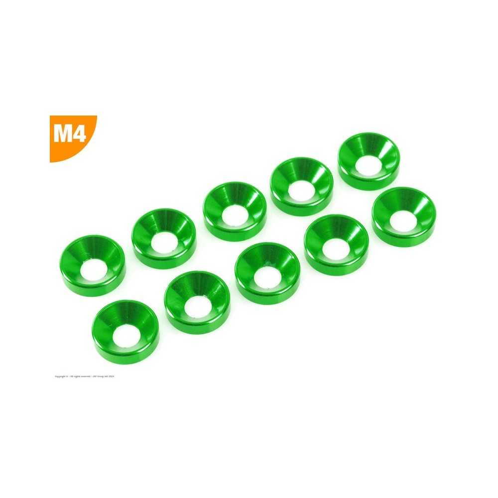 Revtec - Aluminium Washer - for M4 Flat Head Screws - OD 10mm - Green - 10 pcs GF-0405-041 Revtec - Aluminium Washer - for M4 Flat Head Screws - OD 10mm - Green - 10 pcs GF-0405-041