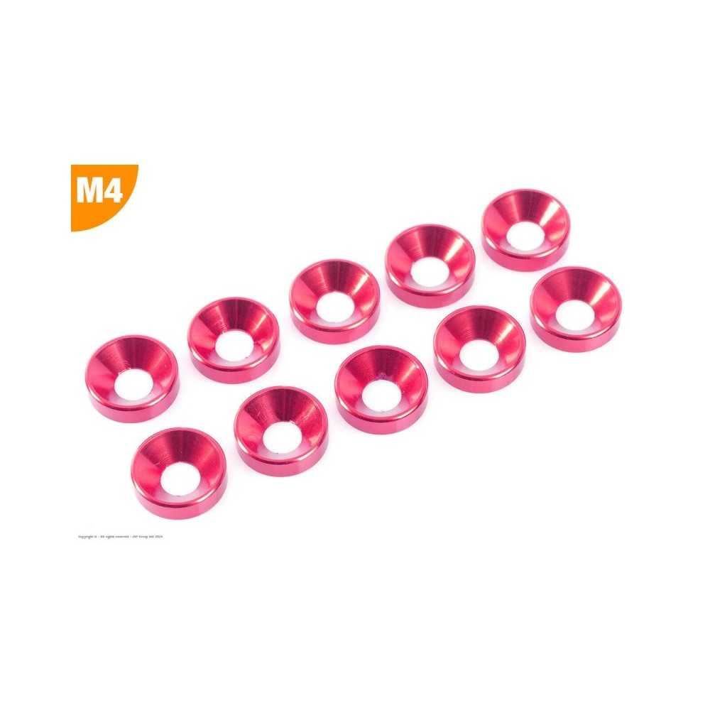 Revtec - Aluminium Washer - for M4 Flat Head Screws - OD 10mm - Red - 10 pcs GF-0405-045 Revtec - Aluminium Washer - for M4 Flat Head Screws - OD 10mm - Red - 10 pcs GF-0405-045
