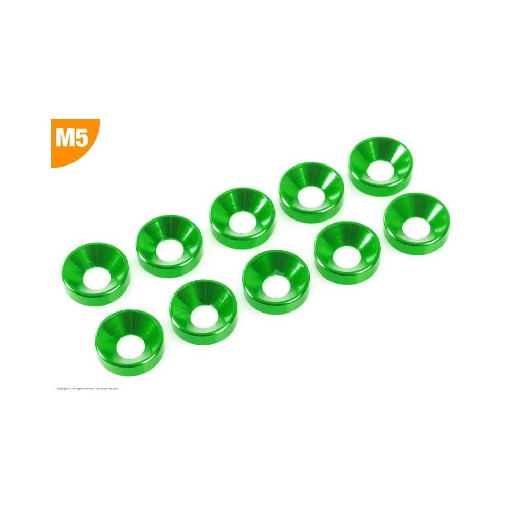 Revtec - Aluminium Washer - for M5 Flat Head Screws - OD 12mm - Green - 10 pcs GF-0405-051 Revtec - Aluminium Washer - for M5 Flat Head Screws - OD 12mm - Green - 10 pcs GF-0405-051