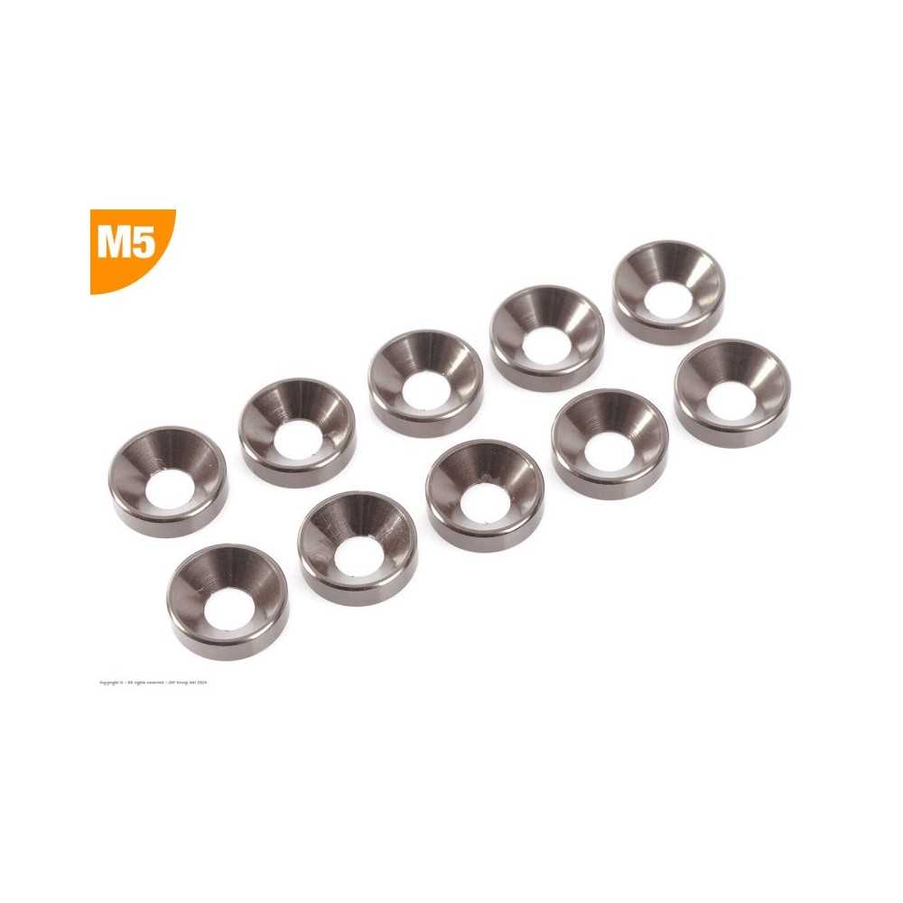 Revtec - Aluminium Washer - for M5 Flat Head Screws - OD 12mm - Gun Metal - 10 pcs GF-0405-053 Revtec - Aluminium Washer - for M5 Flat Head Screws - OD 12mm - Gun Metal - 10 pcs GF-0405-053