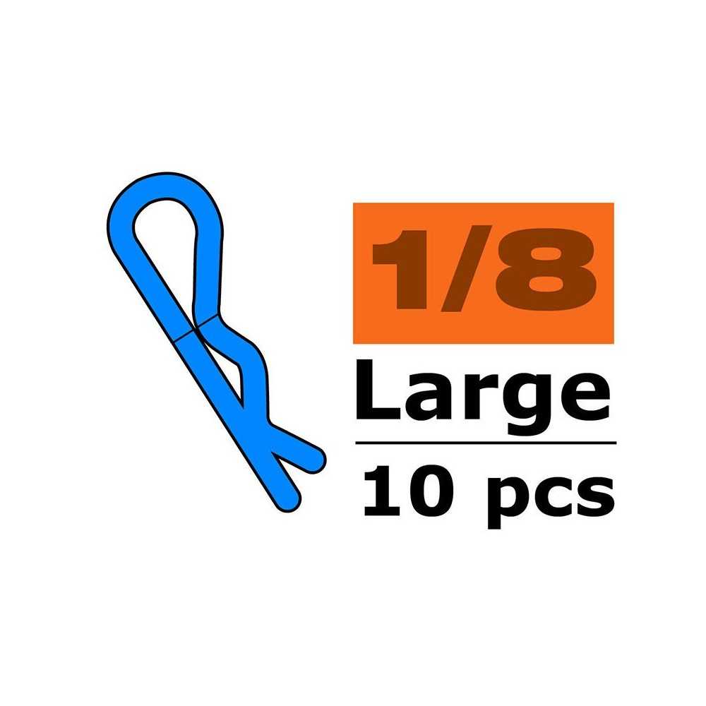 Revtec - Body Clips - 45° Bent - Large - Blue - 10 pcs GF-0410-025 Revtec - Body Clips - 45° Bent - Large - Blue - 10 pcs GF-0410-025