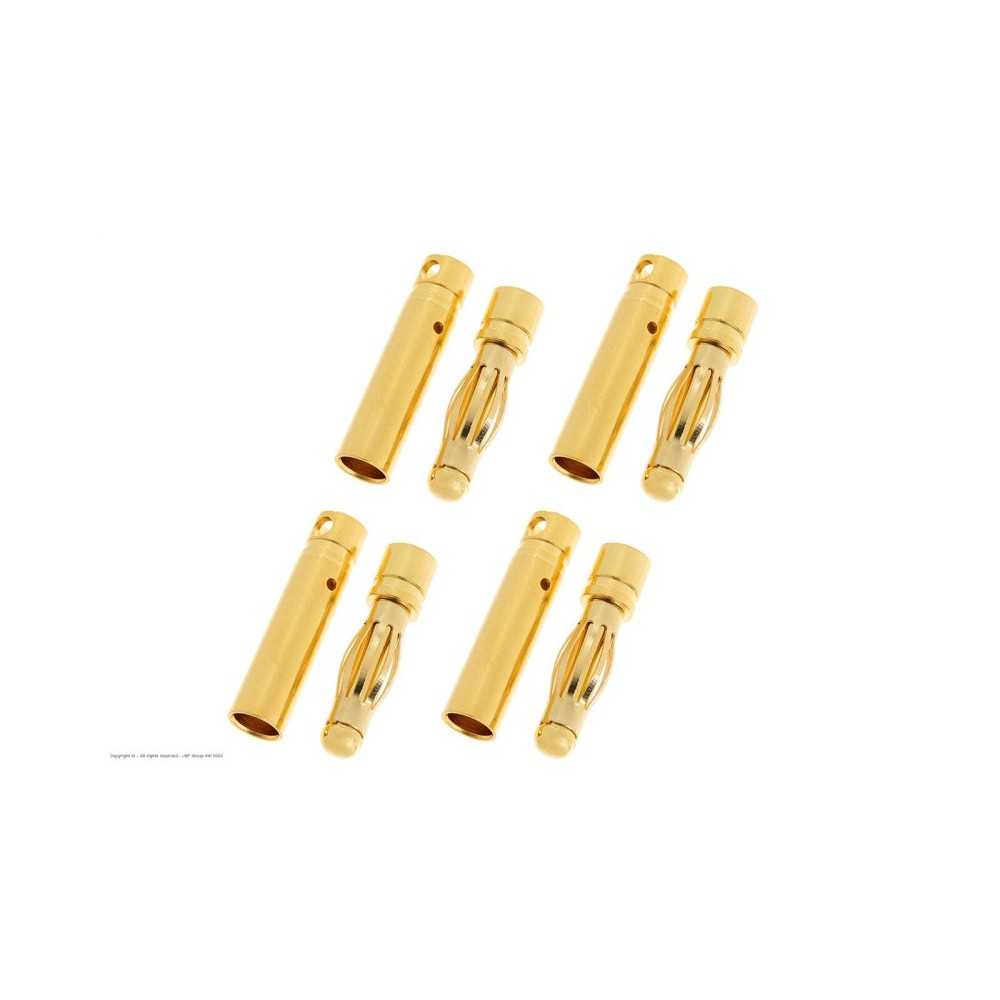 Revtec - Connector - 4.0mm - Gold Plated - Long - Male + Female - 4 pairs GF-1000-003 Revtec - Connector - 4.0mm - Gold Plated - Long - Male + Female - 4 pairs GF-1000-003
