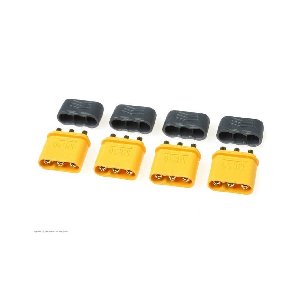 Revtec - Connector - MR-30 3-Pole - w/ Cap - Gold Plated - Female - 4 pcs GF-1085-003 Revtec - Connector - MR-30 3-Pole - w/ Cap - Gold Plated - Female - 4 pcs GF-1085-003