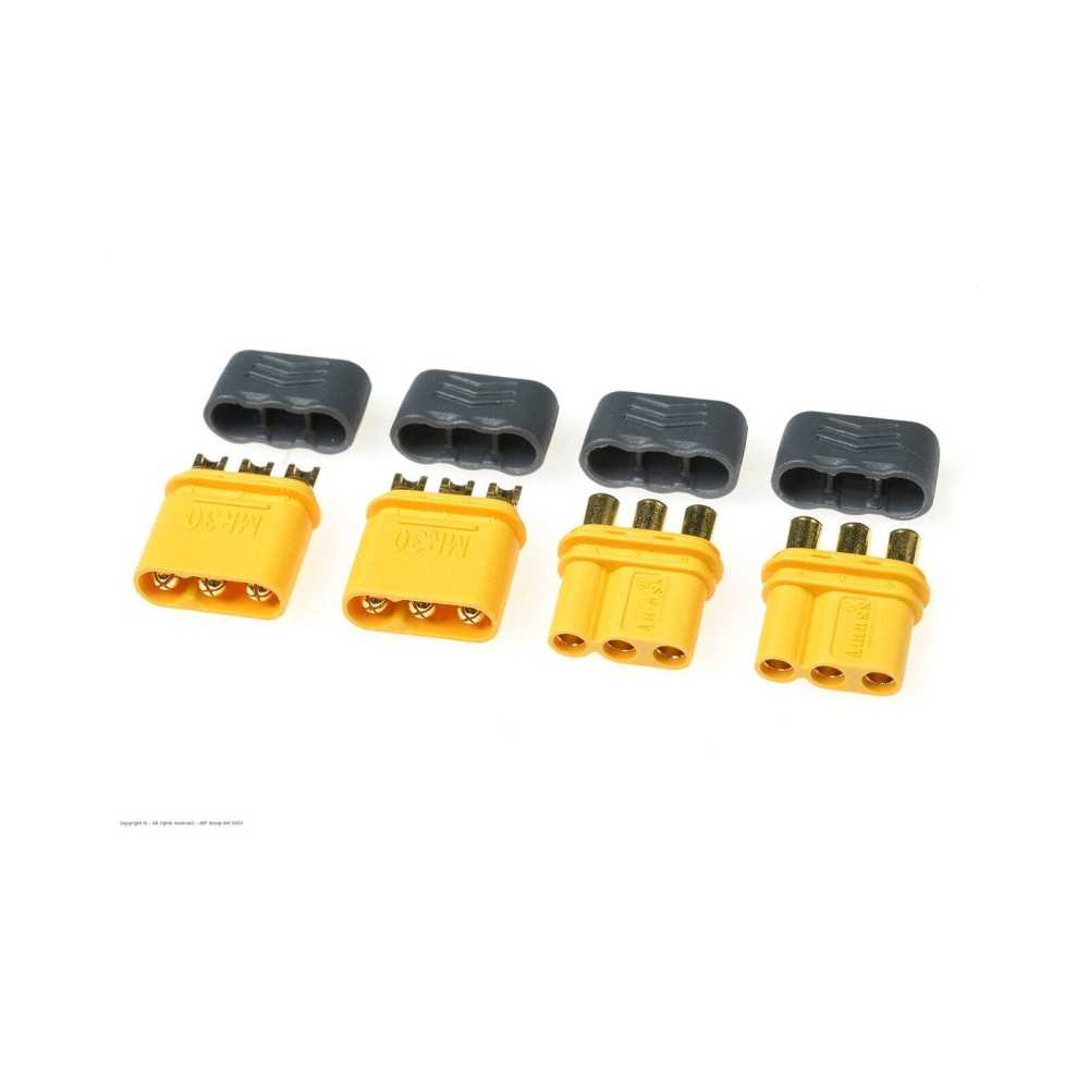 Revtec - Connector - MR-30 3-Pole - w/ Cap - Gold Plated - Male + Female - 2 pairs GF-1085-001