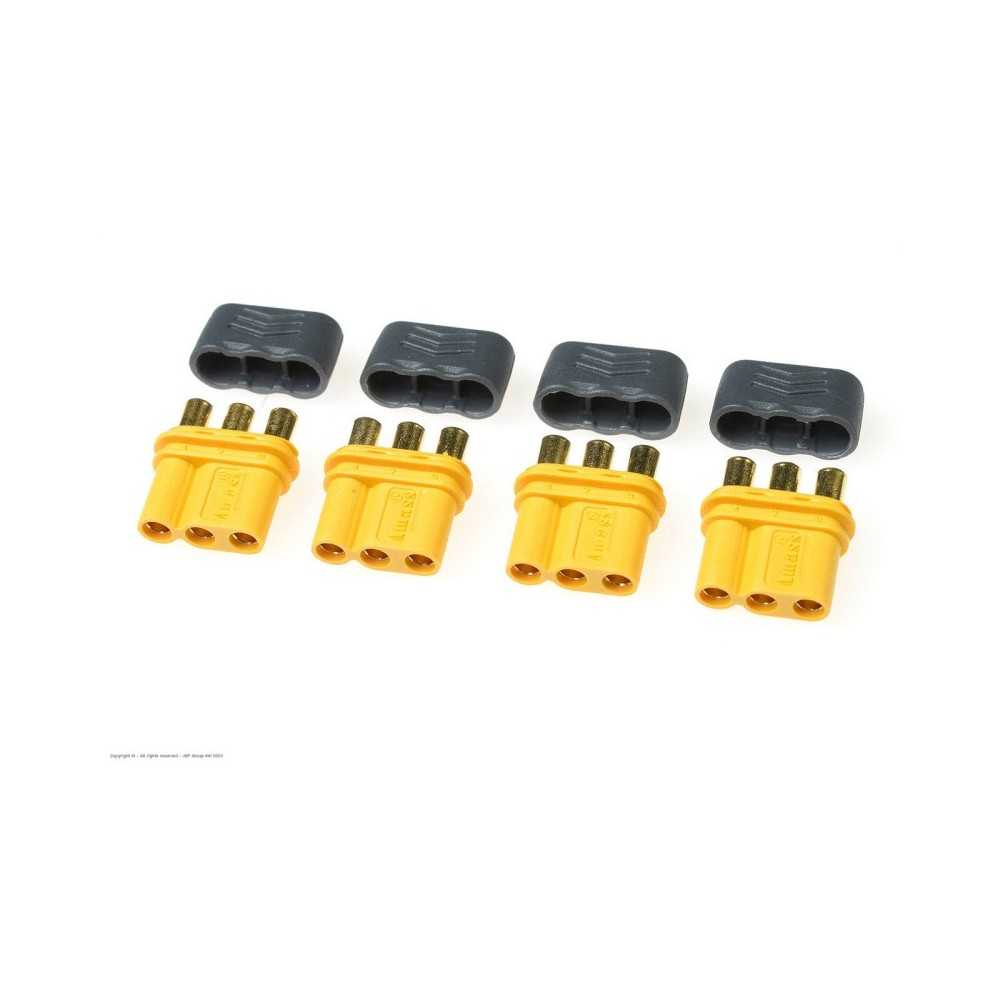 Revtec - Connector - MR-30 3-Pole - w/ Cap - Gold Plated - Male - 4 pcs GF-1085-002