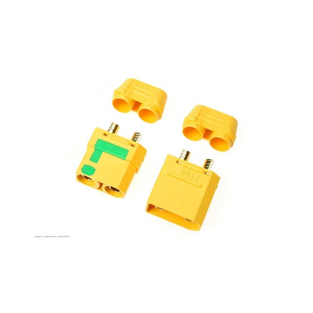 Revtec - Connector - XT-90S - Anti Spark - w/ Cap - Gold Plated - Male + Female - 1 pair GF-1054-001 Revtec - Connector - XT-90S - Anti Spark - w/ Cap - Gold Plated - Male + Female - 1 pair GF-1054-001