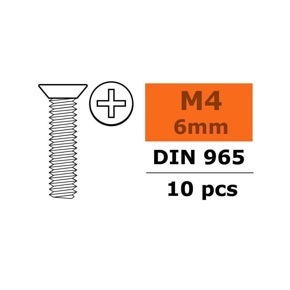 Revtec - Flat Head Screw - M4X6 - Galvanized Steel - 10 pcs GF-0171-009 Revtec - Flat Head Screw - M4X6 - Galvanized Steel - 10 pcs GF-0171-009