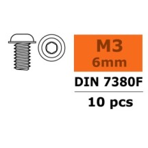 Revtec - Hex Button Head Screw - Flanged - M3X6 - Steel - 10 pcs GF-0104-001