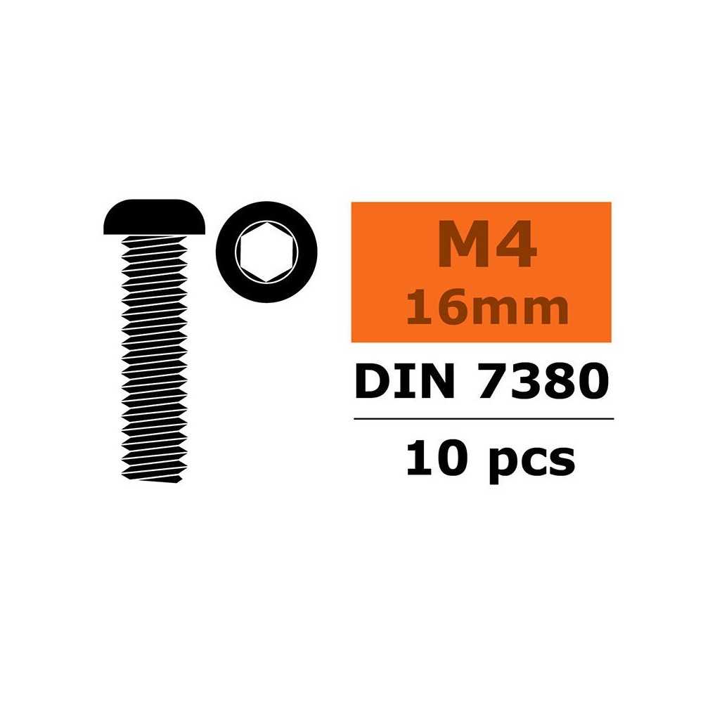 Revtec - Hex Button Head Screw - M4X16 - Steel - 10 pcs GF-0103-013 Revtec - Hex Button Head Screw - M4X16 - Steel - 10 pcs GF-0103-013