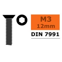 Revtec - Hex Flat Head Screw - M3X12 - Steel - 10 pcs GF-0101-004