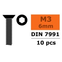 Revtec - Hex Flat Head Screw - M3X6 - Steel - 10 pcs GF-0101-001