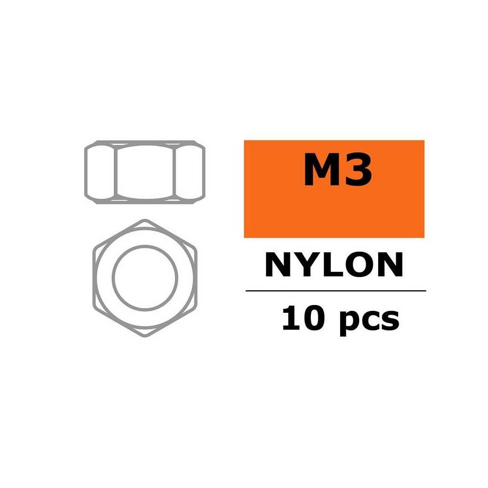 Revtec - Hexagon Nut - M3 - Nylon - 10 pcs GF-0300-001 Revtec - Hexagon Nut - M3 - Nylon - 10 pcs GF-0300-001