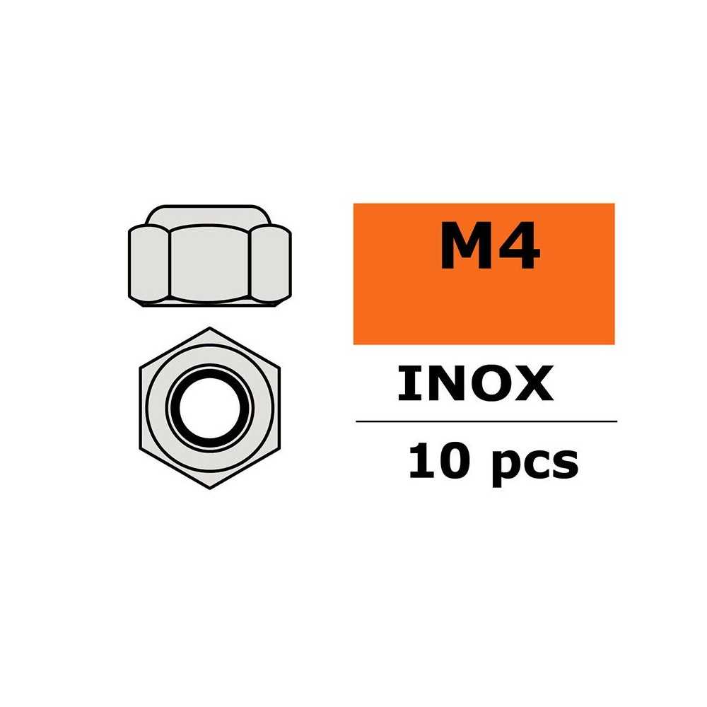 Revtec - Hexagon Nylstop Nut - M4 - Inox - 10 pcs GF-0252-002 Revtec - Hexagon Nylstop Nut - M4 - Inox - 10 pcs GF-0252-002