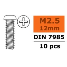 Revtec - Pan Head Screw - M2 5X12 - Galvanized Steel - 10 pcs GF-0170-006