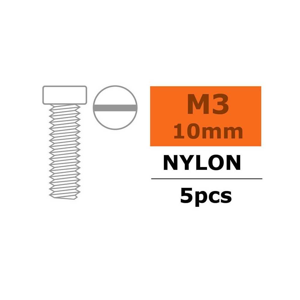 Revtec - Pan Head Screw - M3X10 - Nylon - 5 pcs GF-0310-001 Revtec - Pan Head Screw - M3X10 - Nylon - 5 pcs GF-0310-001