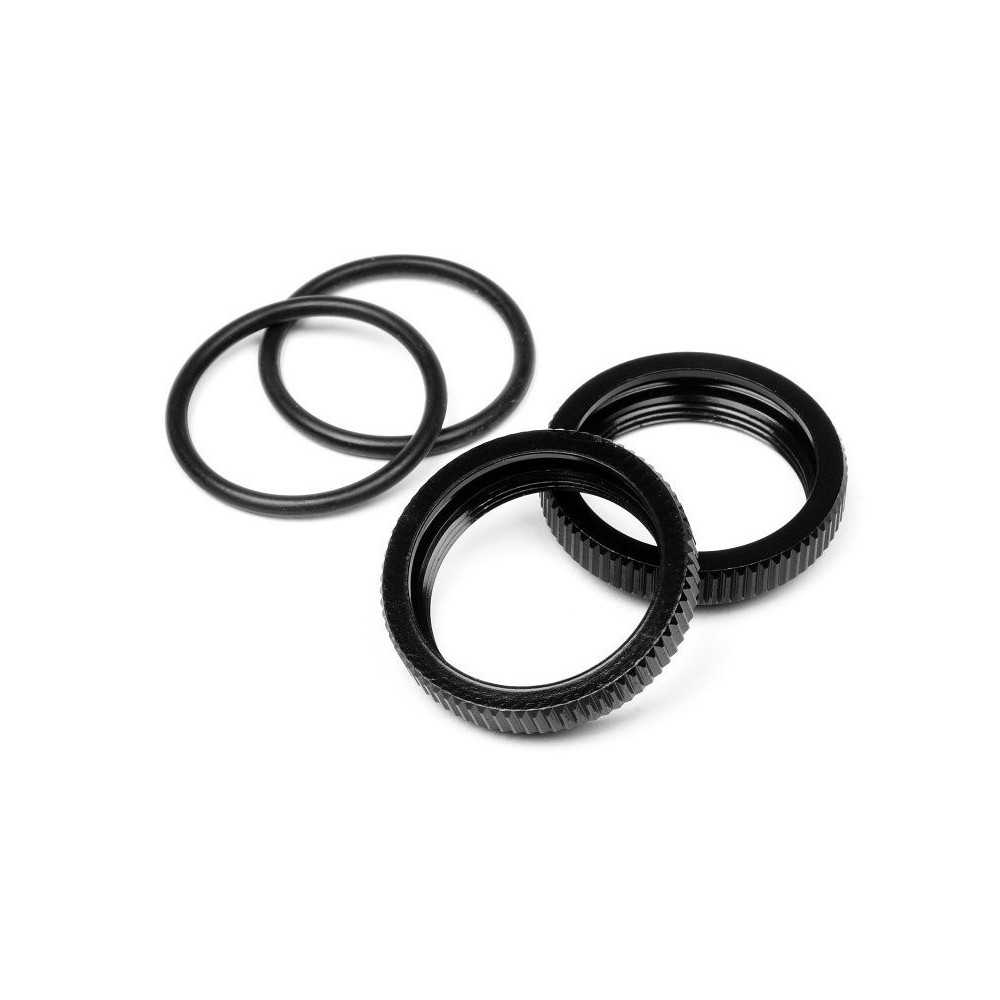 Hot Bodies Big Bore Shock Spring Adjust Nut (Black/2pcs) 67528