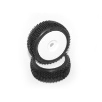 Hot Bodies HB BLOCK Mounted Tire (Pink/White Wheel/1/8 Buggy/2pcs) 67611