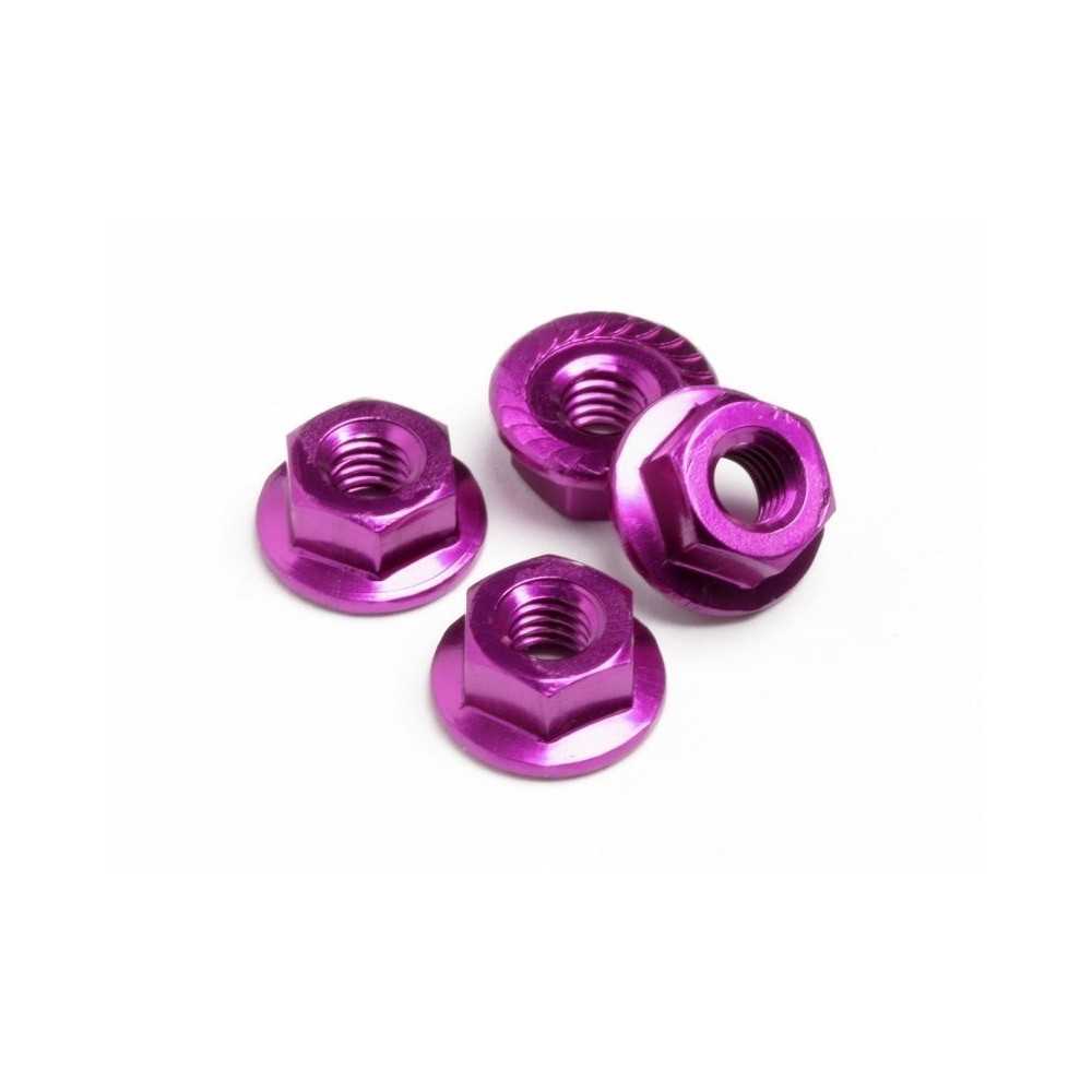 Hot Bodies WHEEL NUT M4 SERRATED (PURPLE/4PCS) 61092 Hot Bodies WHEEL NUT M4 SERRATED (PURPLE/4PCS) 61092