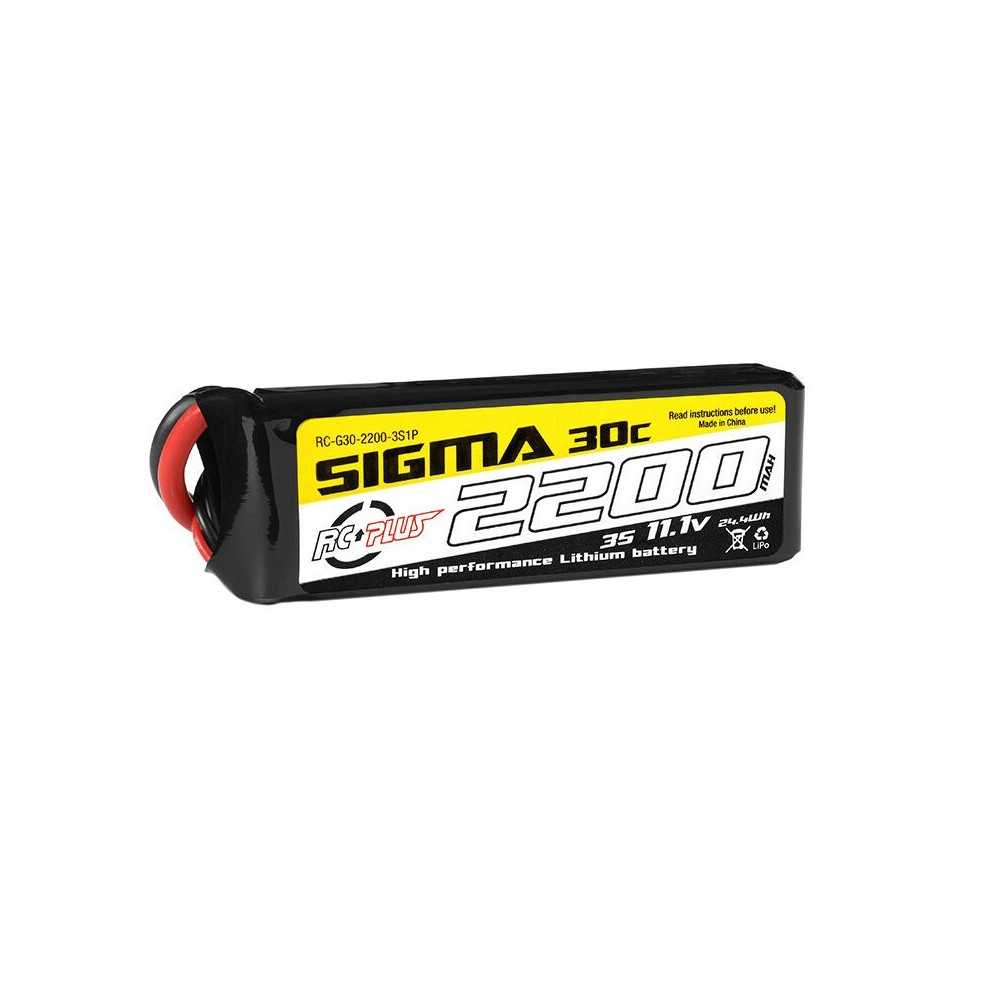 RC Plus - Li-Po Batterypack - Sigma 30C - 2200 mAh - 3S1P - 11.1V - XT-60 RC-G30-2200-3S1P RC Plus - Li-Po Batterypack - Sigma 30C - 2200 mAh - 3S1P - 11.1V - XT-60 RC-G30-2200-3S1P