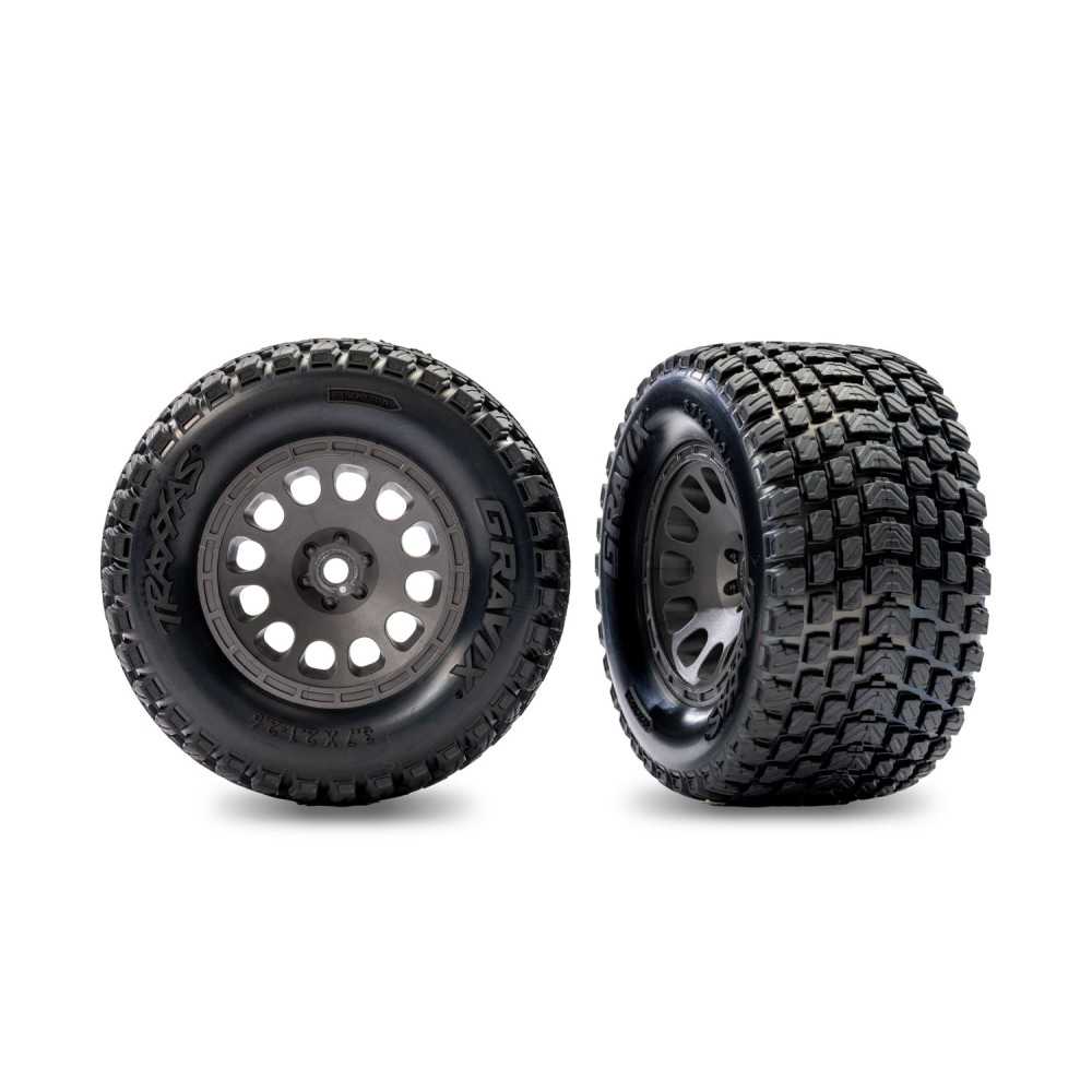 Ruedas Traseras Traxxas Mini XRT Gris con Neumáticos Gravix TRX10775-GRAY