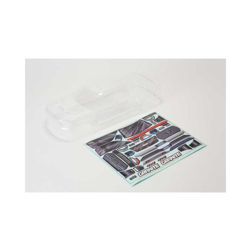Arrma 1-10 Clear Body with Decals and Window Masks: GRANITE 4X4 BLX ARA402308 Arrma 1-10 Clear Body with Decals and Window Masks: GRANITE 4X4 BLX ARA402308