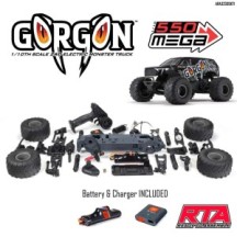 Arrma 1-10 GORGON 2WD RTA Kit Brushed Monster Truck Battery & Charger Included Gun Metal ARA3230SKT1