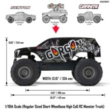 Arrma 1-10 GORGON 2WD RTA Kit Brushed Monster Truck Battery & Charger Included Gun Metal ARA3230SKT1