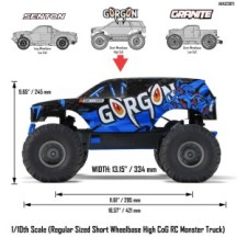Arrma 1-10 GORGON 2WD RTR Brushed Monster Truck Blue ARA3230T1