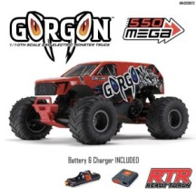 Arrma 1-10 GORGON 2WD RTR Brushed Monster Truck Battery & Charger Included Red ARA3230ST2