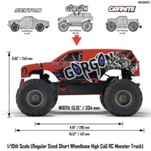Arrma 1-10 GORGON 2WD RTR Brushed Monster Truck Battery & Charger Included Red ARA3230ST2