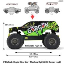 Arrma 1-10 GORGON 2WD RTR Brushed Monster Truck Battery & Charger Included Yellow ARA3230ST1