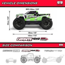 Arrma 1-10 GRANITE MEGA 665 4X4 RTR Brushed Monster Truck Green ARA4202V4T1