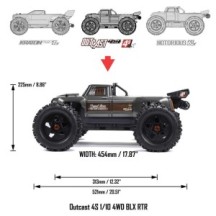 Arrma 1-10 OUTCAST 4S 4X4 RTR Brushless Stunt Truck Red ARA4410V2T4