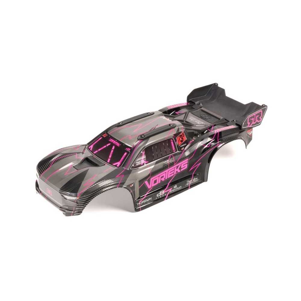 Arrma 1-10 Painted Decaled Trimmed Body Set with Hidden Body Mount Pink-Black: VORTEKS 2WD ARA-2580 Arrma 1-10 Painted Decaled Trimmed Body Set with Hidden Body Mount Pink-Black: VORTEKS 2WD ARA-2580