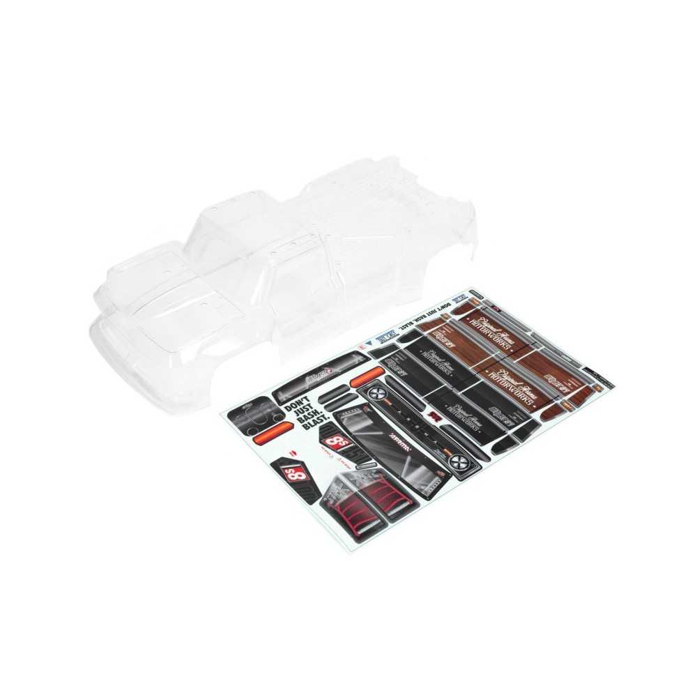 Arrma 1-5 Clear Body Shell with Decals: OUTCAST 8S ARA409006 Arrma 1-5 Clear Body Shell with Decals: OUTCAST 8S ARA409006