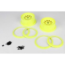 Losi 1-5 Wheel & Beadlock Set 4.75 Fluorescent Yellow 2: 5IVE-T LOSB7035