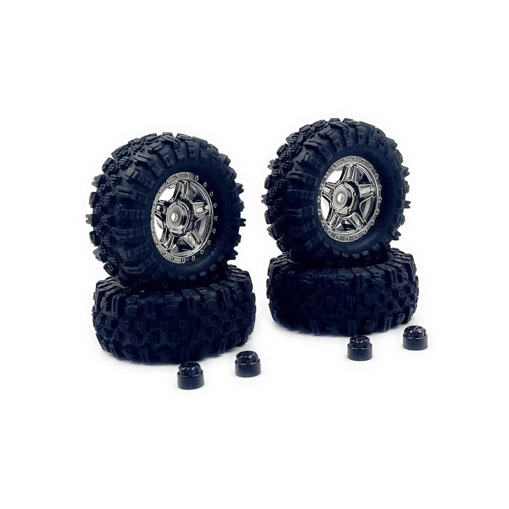 Absima 1.2inch Mudder Tire Set 60mm Black Chrome 4 HBP240527 Absima 1.2inch Mudder Tire Set 60mm Black Chrome 4 HBP240527