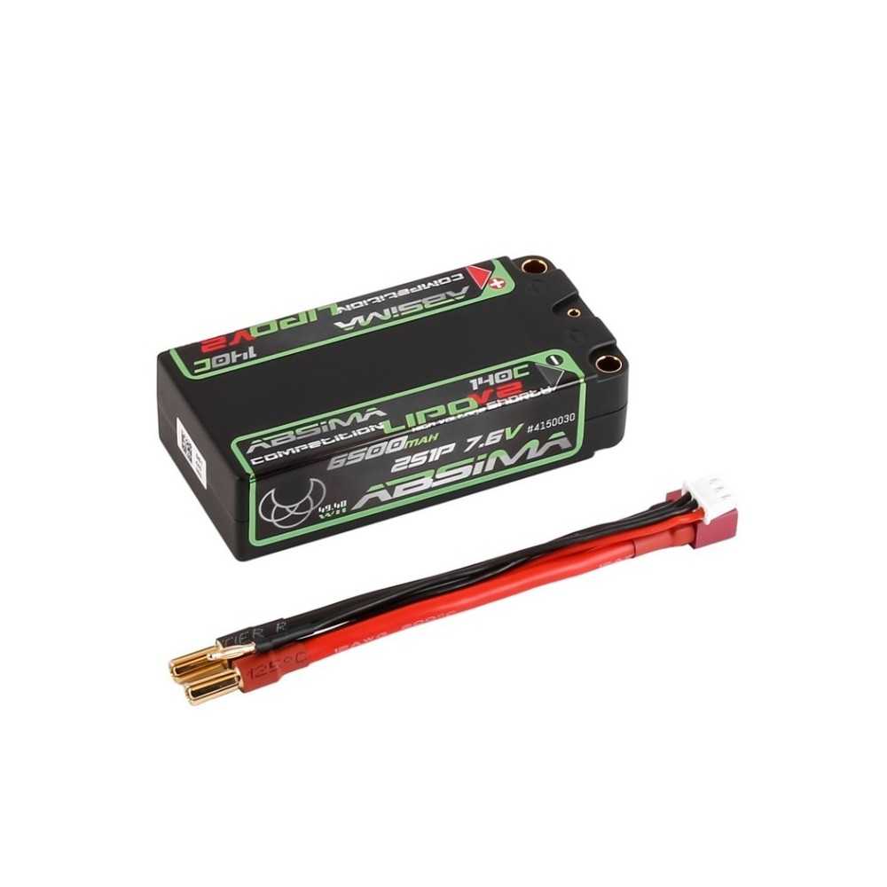 Absima Comp. Shorty LiPo 7.6V 140C-2S1P HC 6500mAh 5mm 4150030 Absima Comp. Shorty LiPo 7.6V 140C-2S1P HC 6500mAh 5mm 4150030