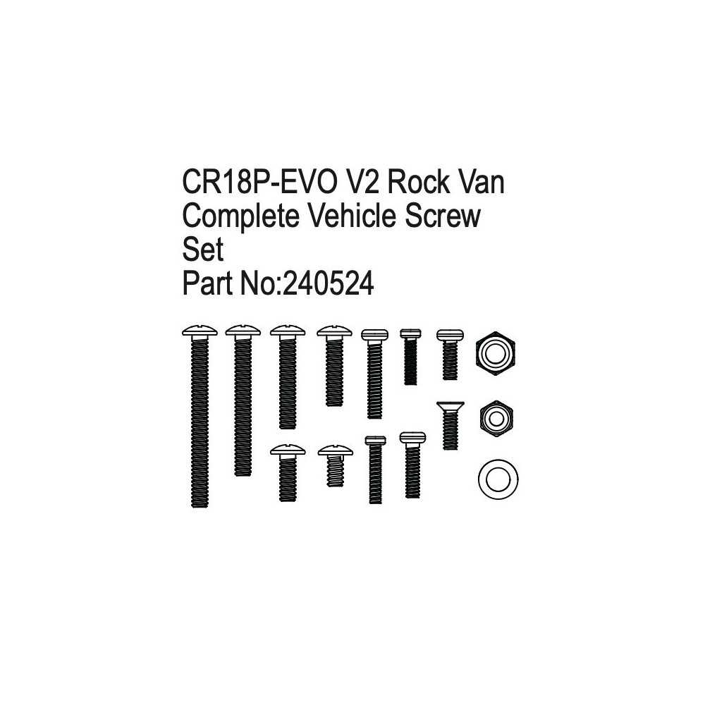 Absima Complete Vehicle Screw Set for CR18P EVO V2 Rock Van HBP240524
