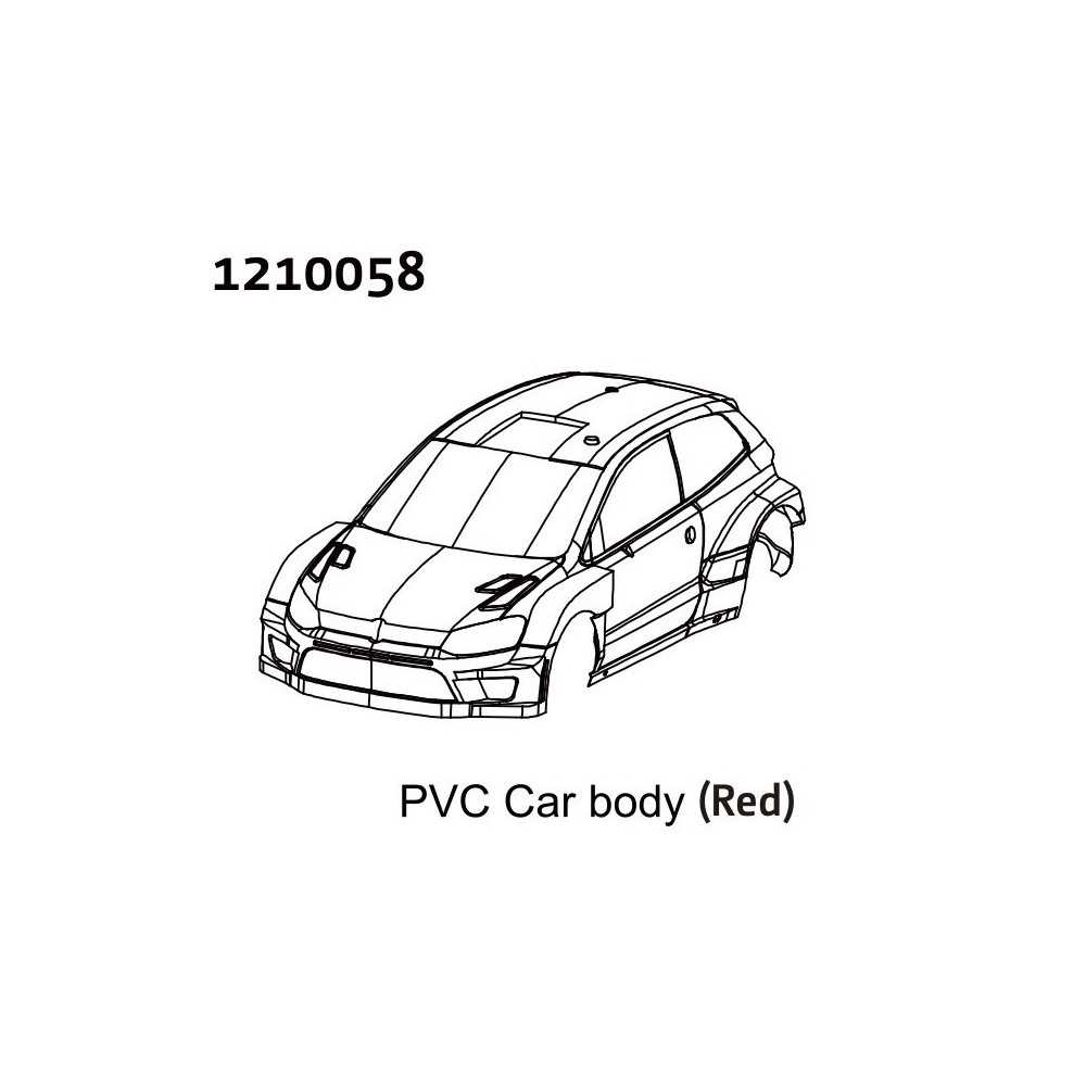 Absima PC Rally Body Shell - red + Stickers 1210058