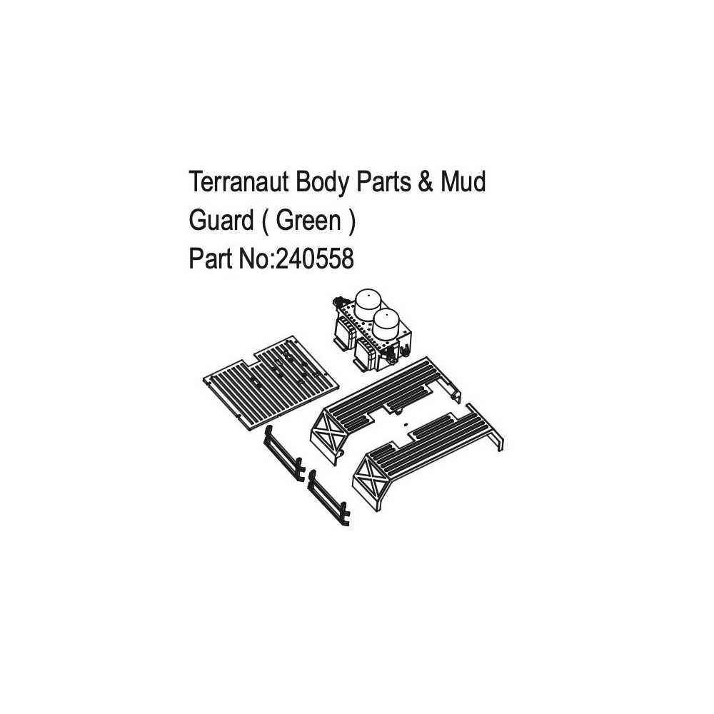 Absima Terranaut Body Parts & Mud Guard Green HBP240558 Absima Terranaut Body Parts & Mud Guard Green HBP240558
