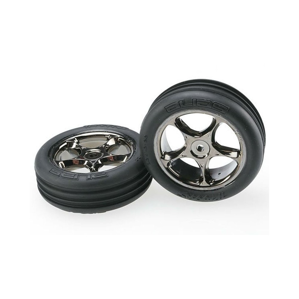 Ruedas montadas Tracer 2.2 cromo negro Alias Ribbed Traxxas TRX2471A Ruedas montadas Tracer 2.2 cromo negro Alias Ribbed Traxxas TRX2471A
