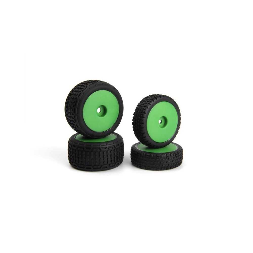 Maverick Microbe Buggy Wheel-Tyre Set Green-Front-Rear MV150842